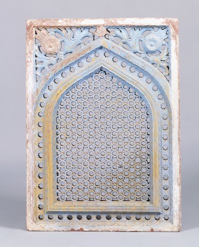 Une arche en jali de grès rouge dans un cadre, avec un motif stellaire, XVIIIe siècle - Indian School