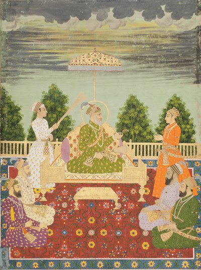 Bahadur Shah avec ses quatre fils et un petit-fils, vers 1710 - Indian School