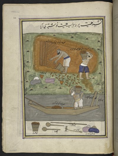 Fabricants de briques avec four et bateau pour transporter les briques - Indian School