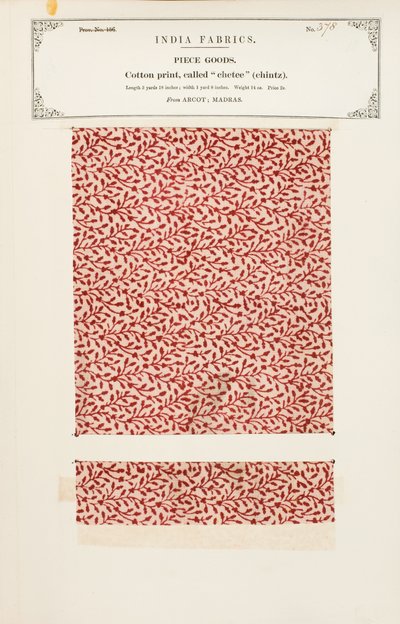 Échantillon de coton avec impression chetee (chintz) d