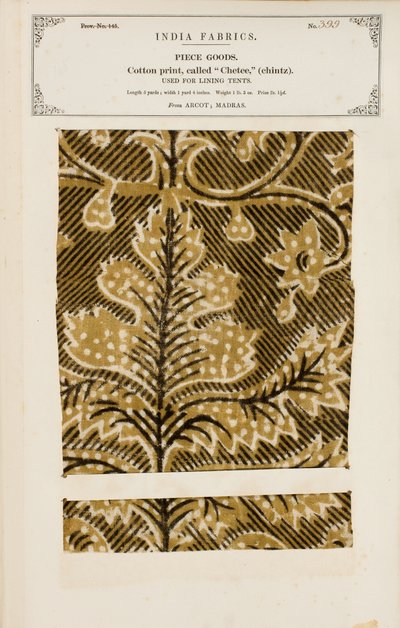Échantillon de coton avec impression chetee (chintz) d