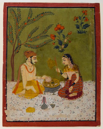 Couple assis sous un arbre, c.1700 - Indian School