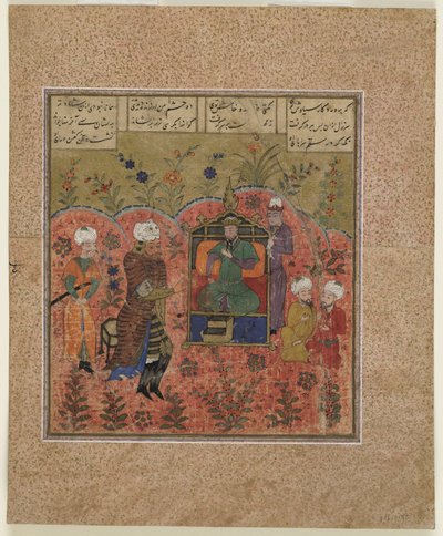 Folio du Shahnama (Livre des Rois) de Firdawsi; Rustam devant Kay Kaus - Indian School