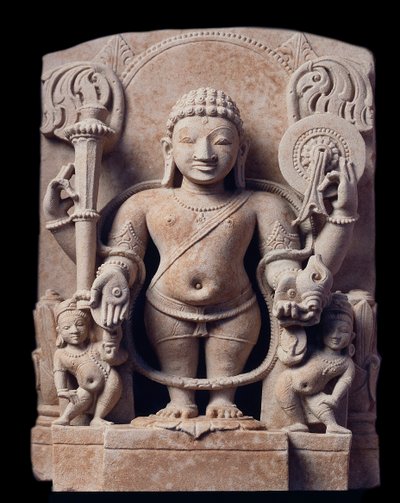 Hindouisme : représentation de Vishnu - Sculpture en grès, École de Mathura, Empire Kouchan. - Indian School
