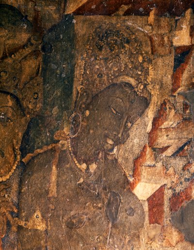 ART INDIEN : Fresque de la grotte bouddhiste n° 19, 2e siècle avant J.-C. (fresque) - Indian School