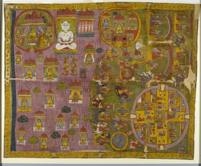 Pèlerinage jaïn, réalisé au Rajasthan, vers 1750 - Indian School