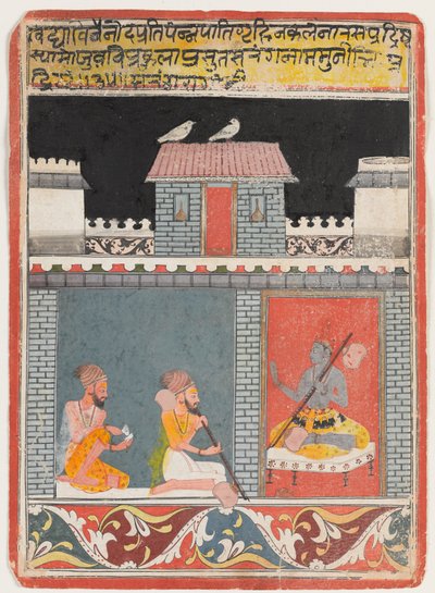 Krishna et deux yogis - Indian School