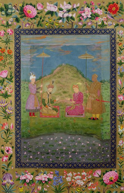 Ms E-14 Humayun (1508-56) et Akbar (1542-1605) avec un vizir, d