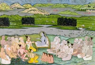 Shri Sukdevji prêchant à une assemblée de Sadhus, Rajasthan, vers 1757 - Indian School