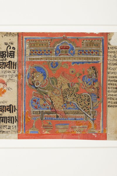 La Brahmani Devananda sur son canapé, du Kalpasutra - Indian School