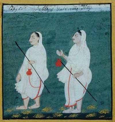 Deux ascètes jaïns aux cheveux emmêlés (jati) mendiants religieux, Udaipur, c.1810-20 - Indian School