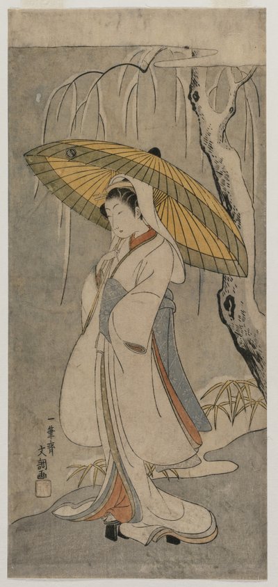 Segawa Kikunojo II en tant que la Demoiselle Héron de la série Théâtre Ichimura, 1770 - Ippitsusai Bunchō