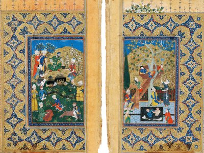 Pique-nique. Miniature de la légende de Yusuf et Zalikha, Joseph et la femme de Potiphar par Jami - Iranian Master