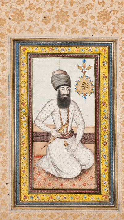 Portrait de Karim Khan Zand, en paire avec Nadir Shah, Qajar Iran - Iranian School