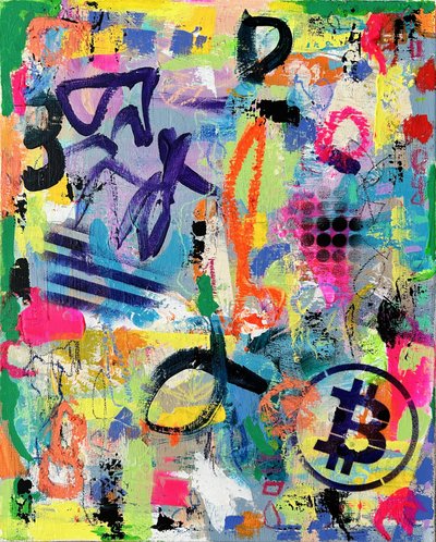 Graffitis colorés sur le thème du Bitcoin - Irene Chua