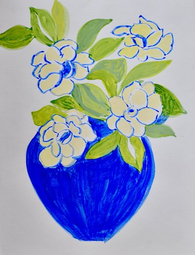 Vase à fleurs bleu vif - Iria Fernandez