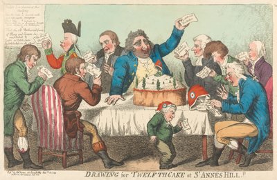 Zeichnung für den Zwölften-Kuchen in St. Annes Hill - Isaac Cruikshank