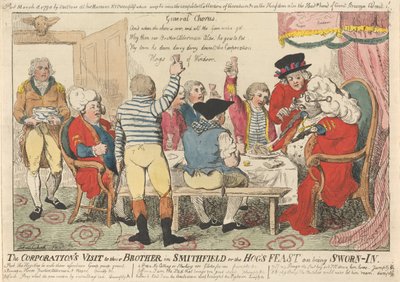 Der Besuch der Corporation bei ihrem Bruder in Smithfield oder das Schweinefest bei der Vereidigung - Isaac Cruikshank