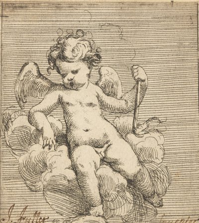 Putto tenant une torche - Isaac Fuller