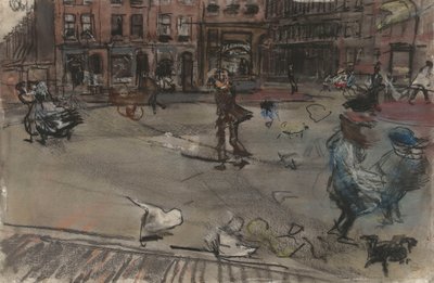 Rafale de vent sur la place Dapper à Amsterdam - Isaac Israels
