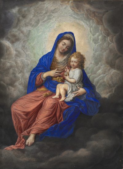 Madonna et enfant en gloire - Isaac Oliver