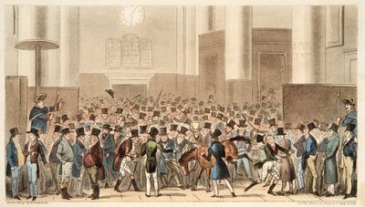Taureaux et Ours en Grande Agitation, ou le Poney de Billy Wright devenu Membre de la Bourse, de The English Spy - Isaac Robert Cruikshank