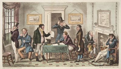 Matin et en basse humeur, une scène de détention dans une maison de recouvrement, Carey Street, un peu de vérité, de The English Spy, publié à Londres, 1824 - Isaac Robert Cruikshank
