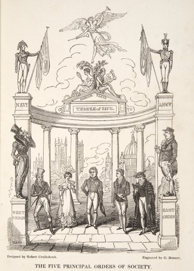 Les cinq principaux ordres de la société, de The English Spy, pub. 1824 - Isaac Robert Cruikshank