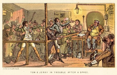 Tom et Jerry en difficulté après une fête - Isaac, Robert and George Cruikshank