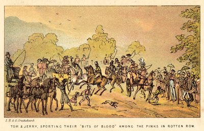 Tom et Jerry, exhibant leurs Bits of Blood parmi les roses à Rotten Row - Isaac, Robert and George Cruikshank