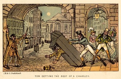 Tom prenant le dessus sur un Charley - Isaac, Robert and George Cruikshank
