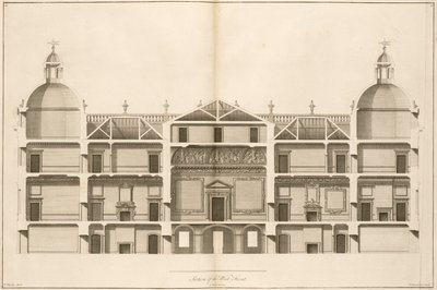 Houghton Hall : section de la façade ouest, gravée par Pierre Fourdrinier, 1735 - Isaac Ware