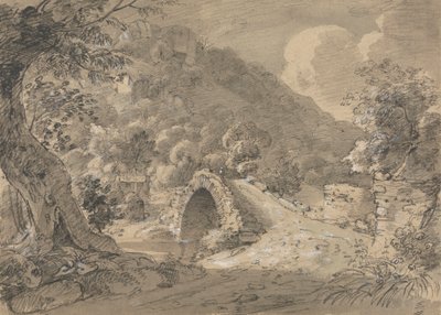 Paysage montagneux avec un pont et une maison - Isaac Weld