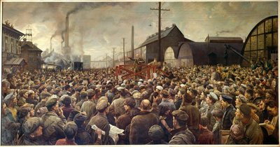 Révolution russe de 1917 : Lénine parlant aux ouvriers de l