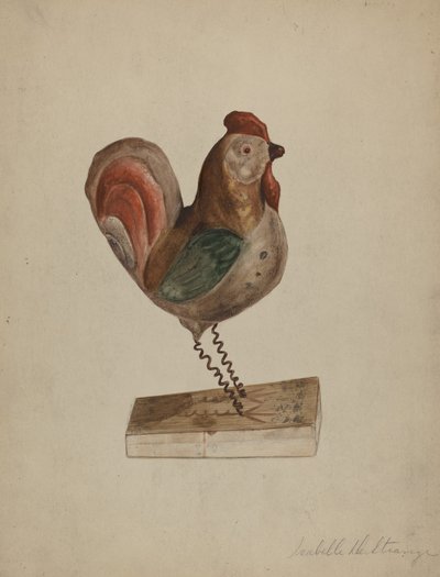 Jouet coq allemand de Pennsylvanie avec soufflet - Isabelle De Strange
