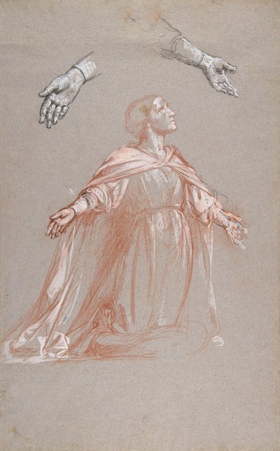 Sainte Clotilde registre du milieu, étude pour peintures murales dans la chapelle de Saint Remi, XIXe siècle - Isidore Pils