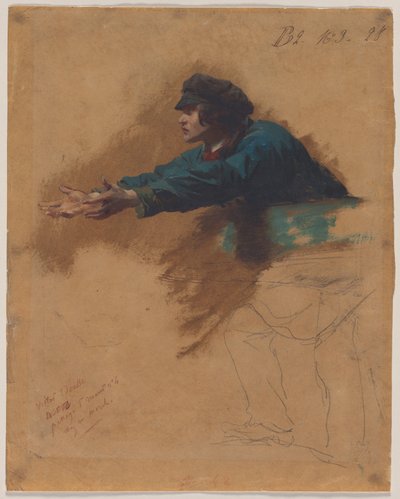 Jeune homme penché en avant avec les bras tendus (Étude pour Les Soldats distribuant du pain aux pauvres) - Isidore Pils