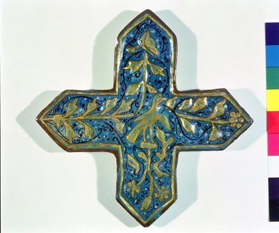 Tuile cruciforme dorée au feu dans le style de Takht-e Solaiman, 13e-14e siècle - Islamic School