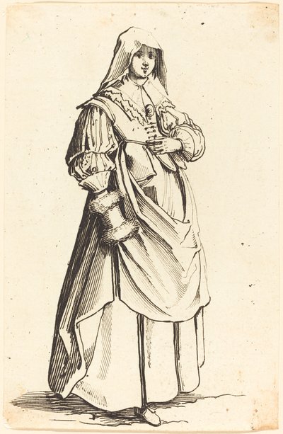 Bourgeoise avec manchon, face à droite - Israel Henriet after Jacques Callot