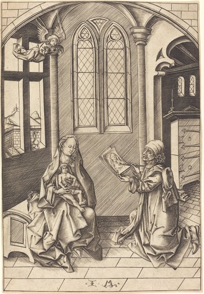 Saint Luc dessinant un portrait de la Vierge - Israhel van Meckenem