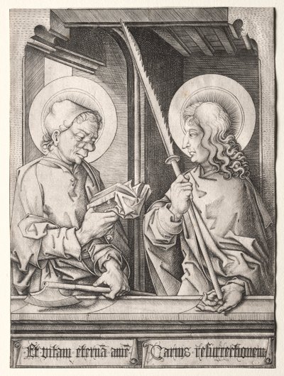 Les Douze Apôtres aux fenêtres gothiques : Saint Matthias et Saint Judas Thaddaeus - Israhel van Meckenem