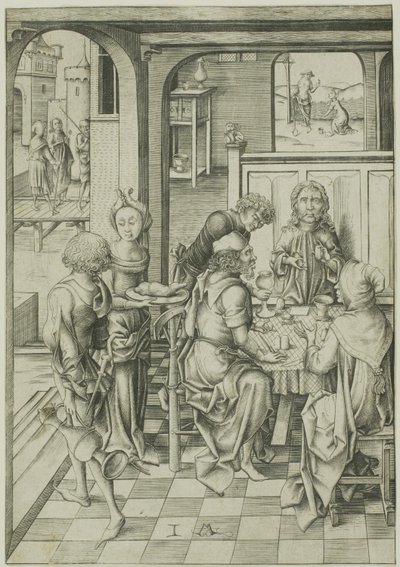Le Christ à Emmaüs - Israhel van Meckenem the younger