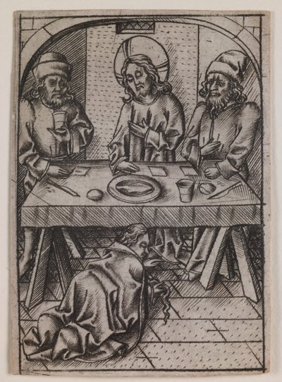 Marie Madeleine lavant les pieds du Christ, vers 1500 (gravure) - Israhel van the younger Meckenem