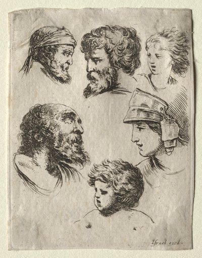 Book for Learning to Draw (Livre pour apprendre à dessiner): Six Portrait Heads - Israël Henriet