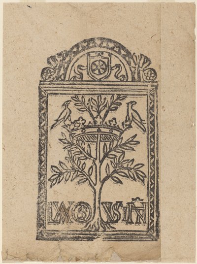 Arbre avec Couronne et Deux Oiseaux - Italian 16th Century