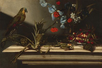 Nature morte avec artichauts et perroquet - Italian 17th Century