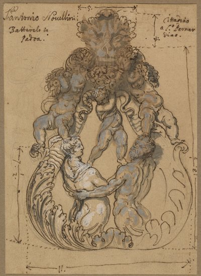 Heurtoir avec Triton, Néréide et Putti - Italian 17th or 18th Century