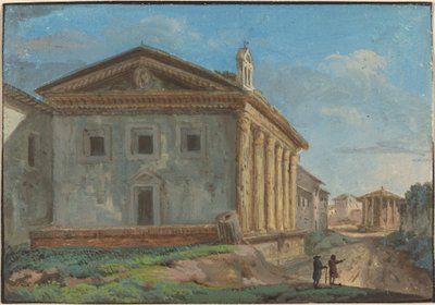 Tempio della Fortuna Virile avec le Tempio di Vesta au loin - Italian 18th Century
