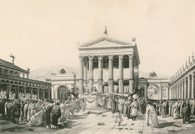Un sacrifice à Jupiter dans le forum civil (gravure) - Italian School