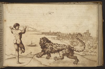 Add. 82955, f.124 Figure humaine et créature (